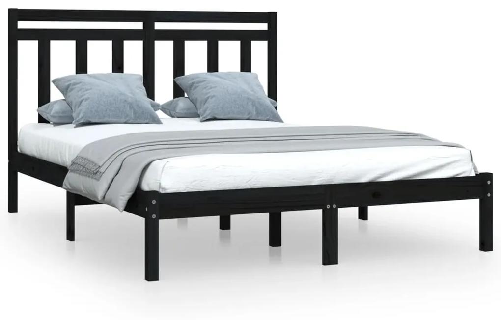 3105259 vidaXL Cadru de pat King Size, negru, 150x200 cm, lemn masiv