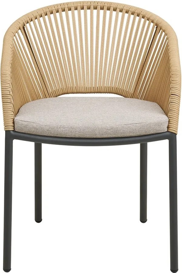 Scaun de grădină bej din metal/capitonat Novella – House Nordic