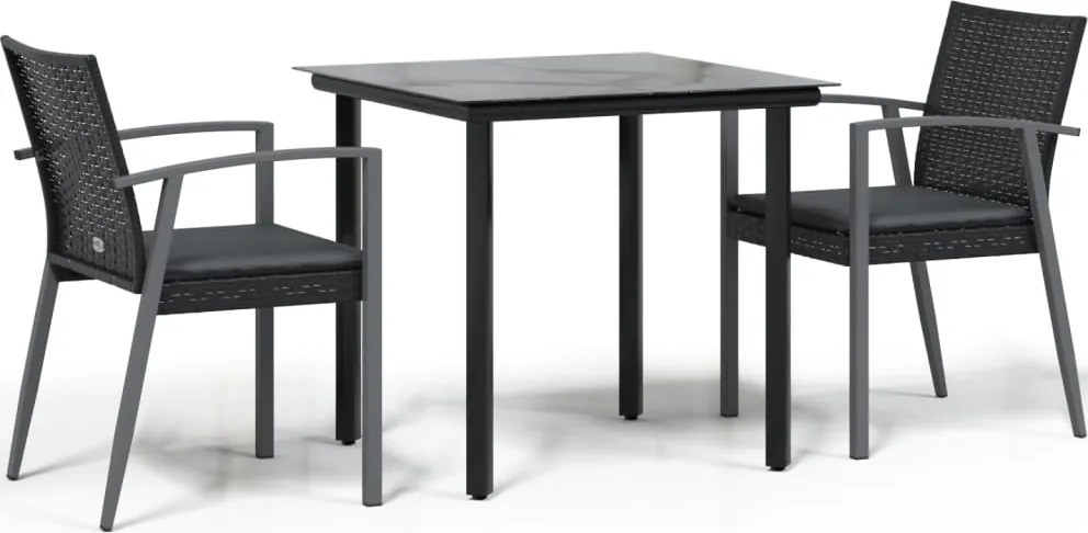 vidaXL Set mobilier de grădină cu perne, 3 piese, poliratan și oțel