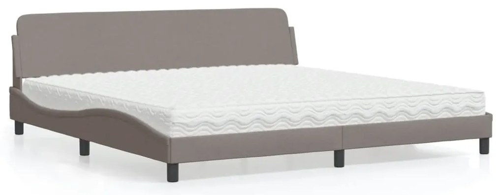 vidaXL Pat cu saltea, gri taupe, 200x200 cm, textil