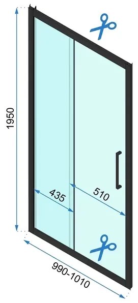 Paravan de dus tip Walk-in Rea Rapid Slide 100x195 cm profil auriu periat