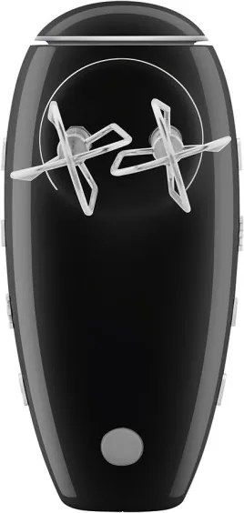 Mixer manual SMEG 50's Style HMF01BLEU, 250 W, 9 viteze, Functie Turbo, Afisaj LED, Timer, Accesorii, Negru