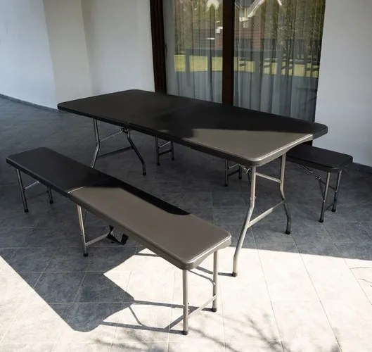 JAKS Set pliabil pentru bere 180 cm negru