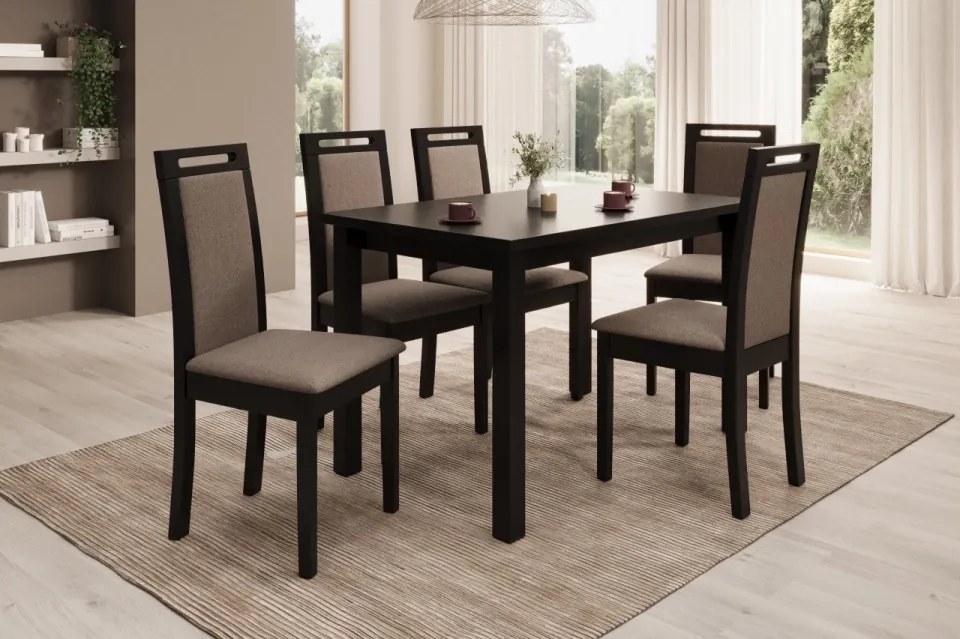 Scaun tapitat, din lemn, Nola VI, ADRK Furniture (Culoare: Nuc inchis / Opium 20)