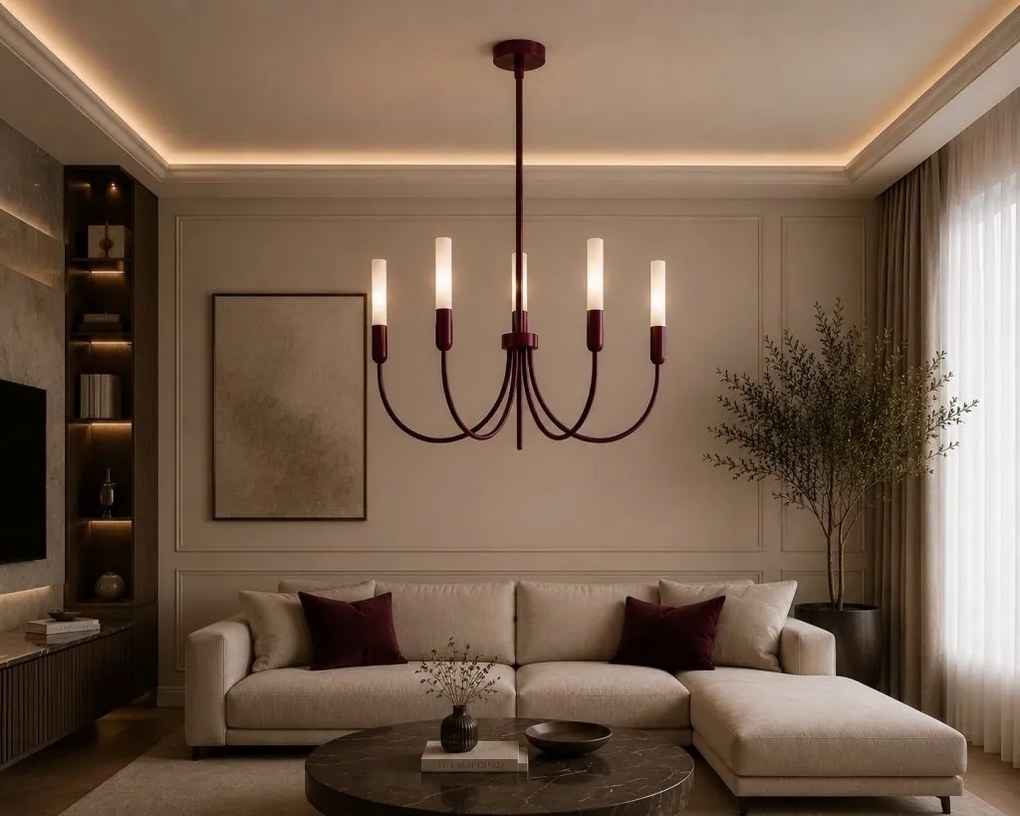Candelabru cu 5 brate AUGUSTINE burgundy