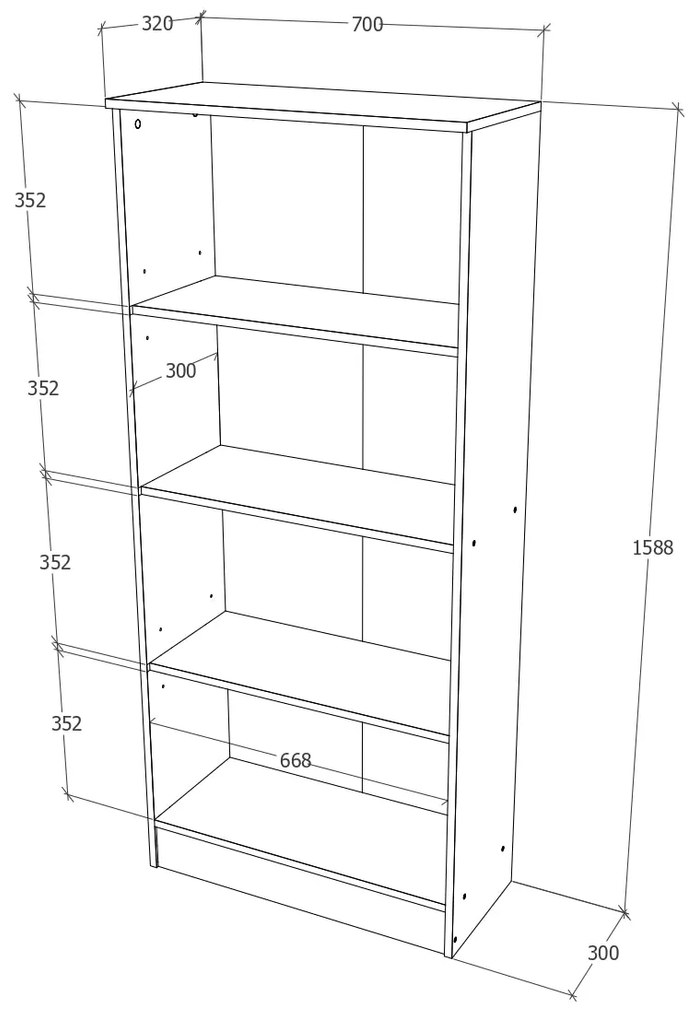 Biblioteca Flint, cu Usi Inferioare si O Polita, Alba, 70 x 32 x 159 cm