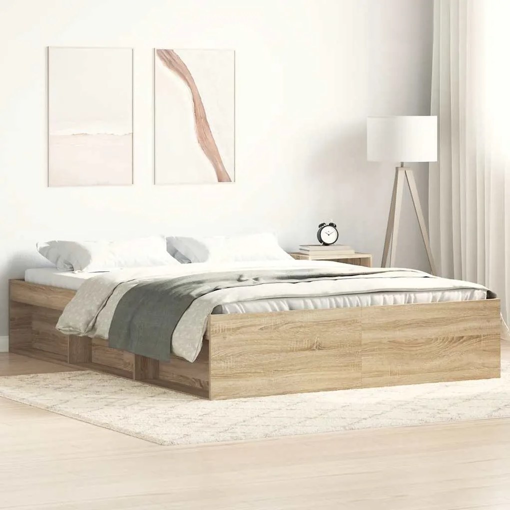 vidaXL Cadru de pat, stejar sonoma, 120x200 cm