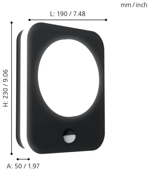 Aplică LED de exterior cu senzor MADRIZ LED/9W/230V IP44 Eglo 99584