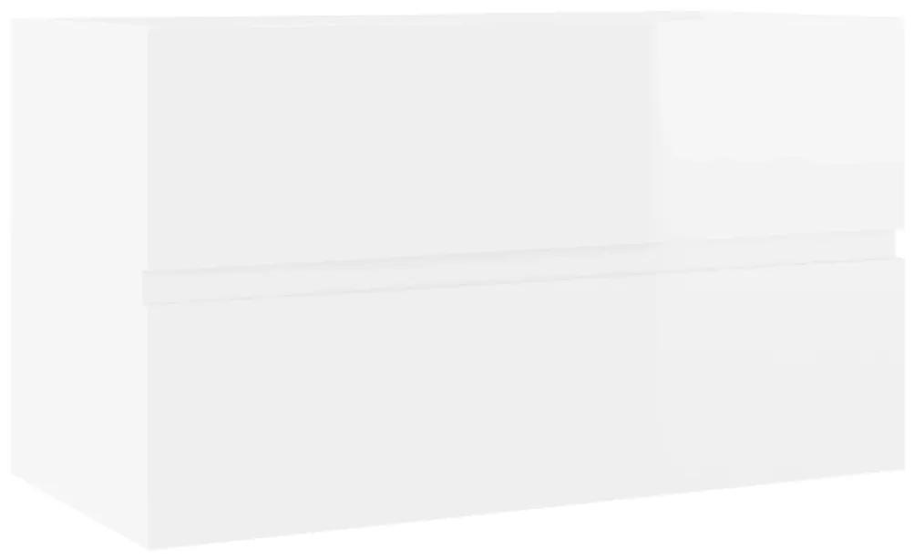 Dulap cu chiuveta incorporata, alb extralucios, PAL Alb foarte lucios, 80 x 38.5 x 45 cm