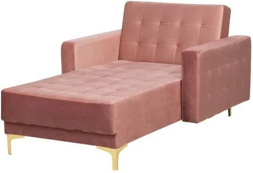 Fotoliu ABERDEEN, lemn/catifea, roz, 107 x 168 x 83 cm