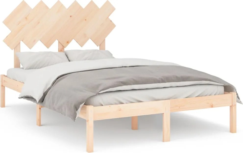 vidaXL Cadru de pat dublu, 135x190 cm, lemn masiv