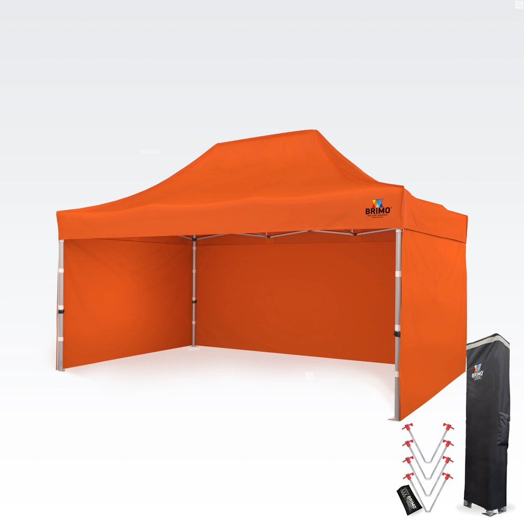 Cort promoțional profesional tip foarfecă 3x4,5m | Profil ALU masiv 1,8mm - cu 3 pereți - Portocaliu