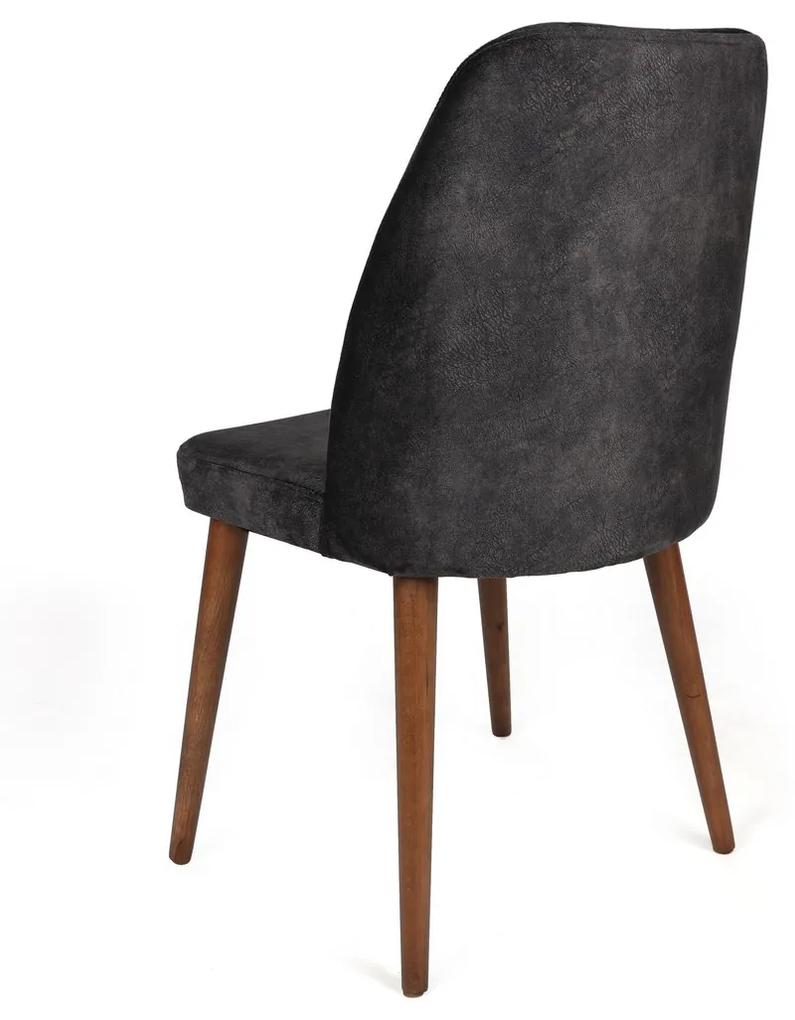 Set 2 scaune haaus Alfa, Antracit/Nuc, textil, picioare metalice
