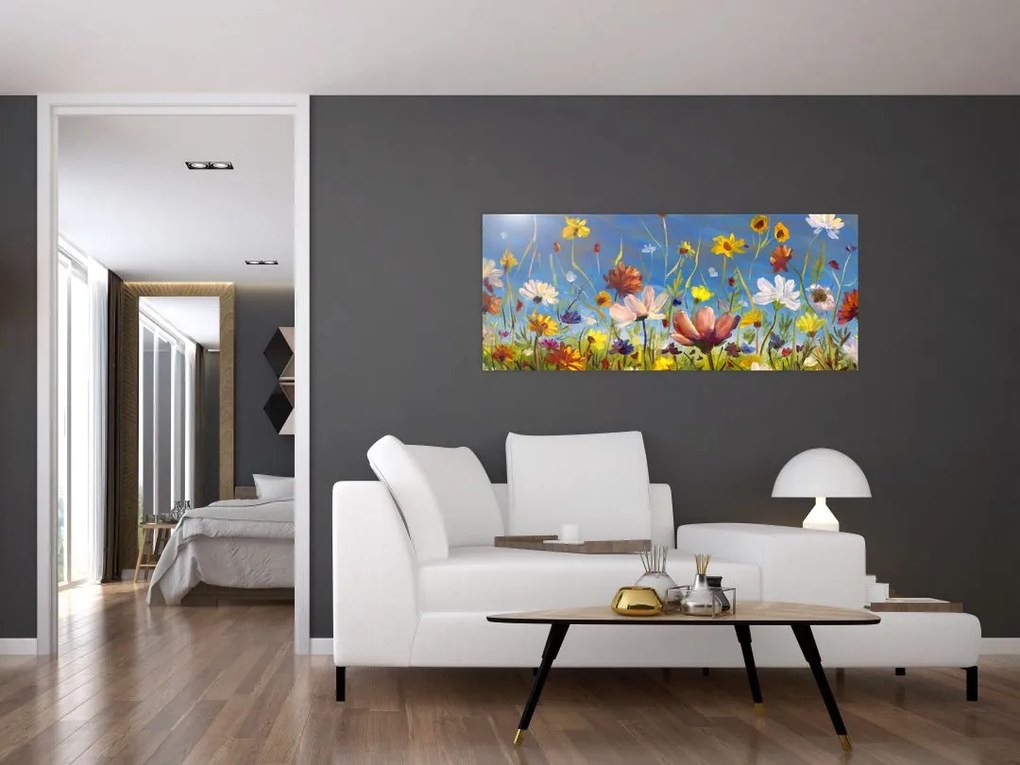 Tablou cu luncă înflorită (120x50 cm)