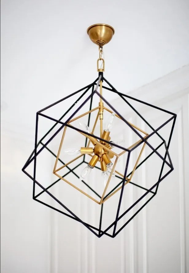 Lustra suspendata LUX design geometric ROUNDOUT alama antichizata, cu 9 surse de lumina
