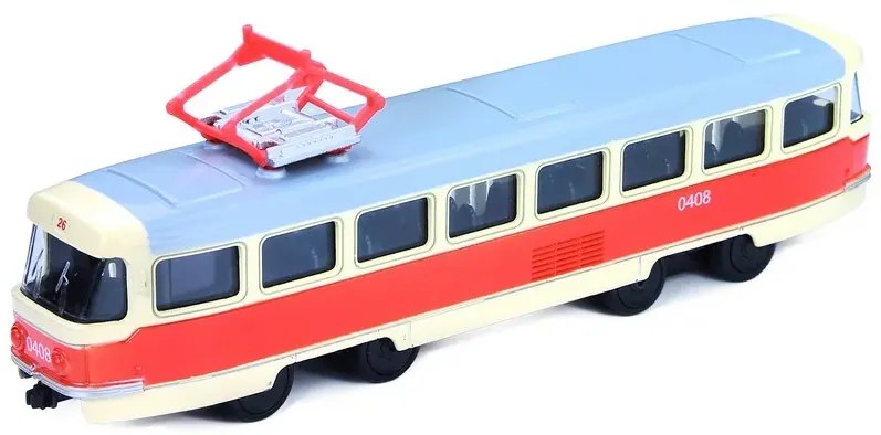 Tramvai unic din metalic Tatra T3, 16cm - cu tragere