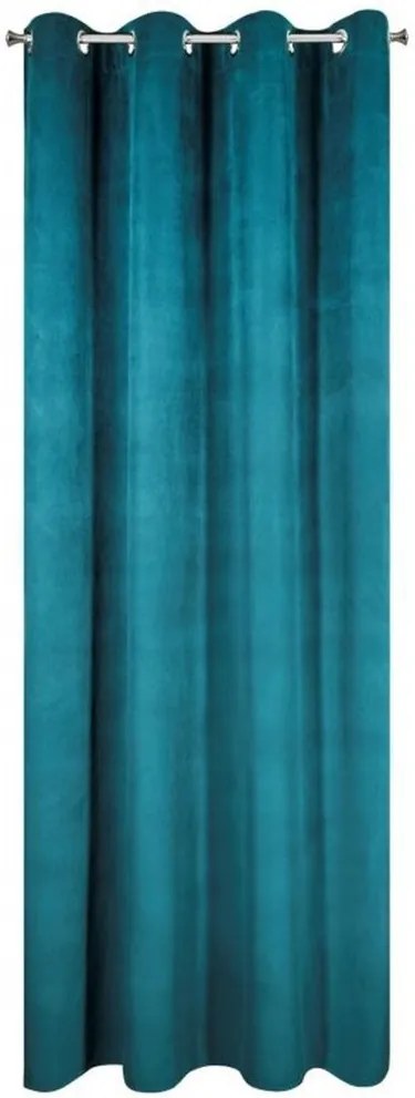 Draperie de culoare turcoaz pentru dormitor cu inele de agățat 140 x 250 cm