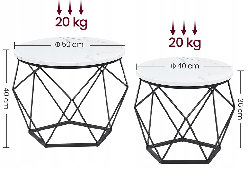 Măsuță cafea Lyvora (alb + negru). 1121556
