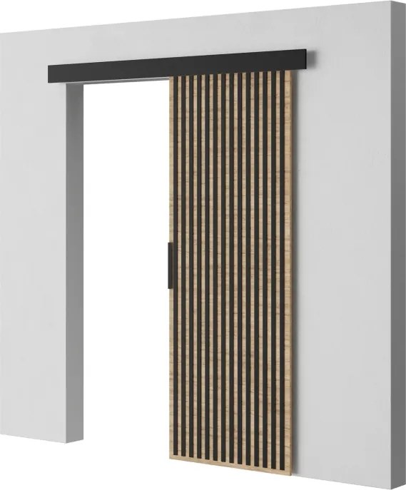 Ușă glisantă Perion – 76x1.6x205 cm – Sonoma / Negru