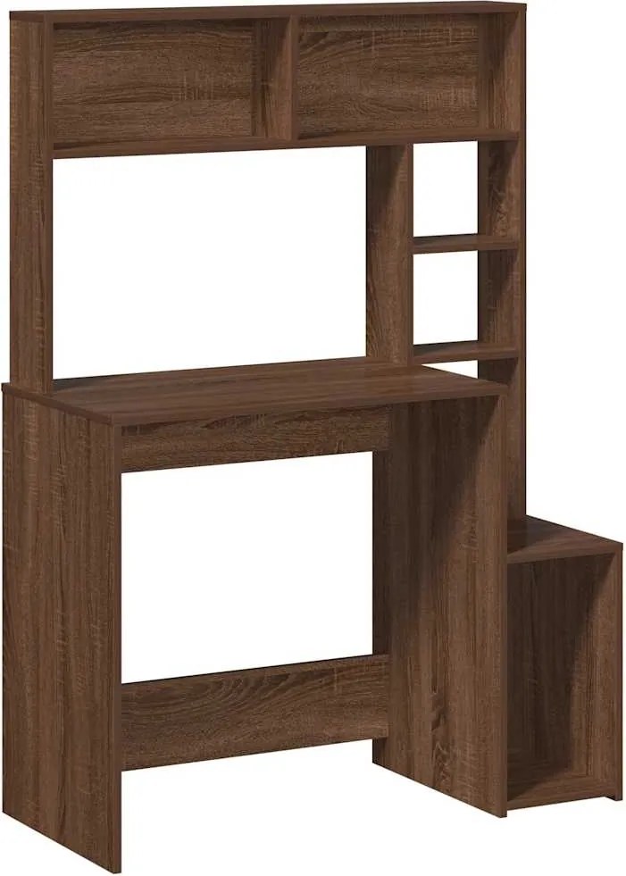 vidaXL Birou cu rafturi, stejar maro, 100x45x140 cm, lemn compozit