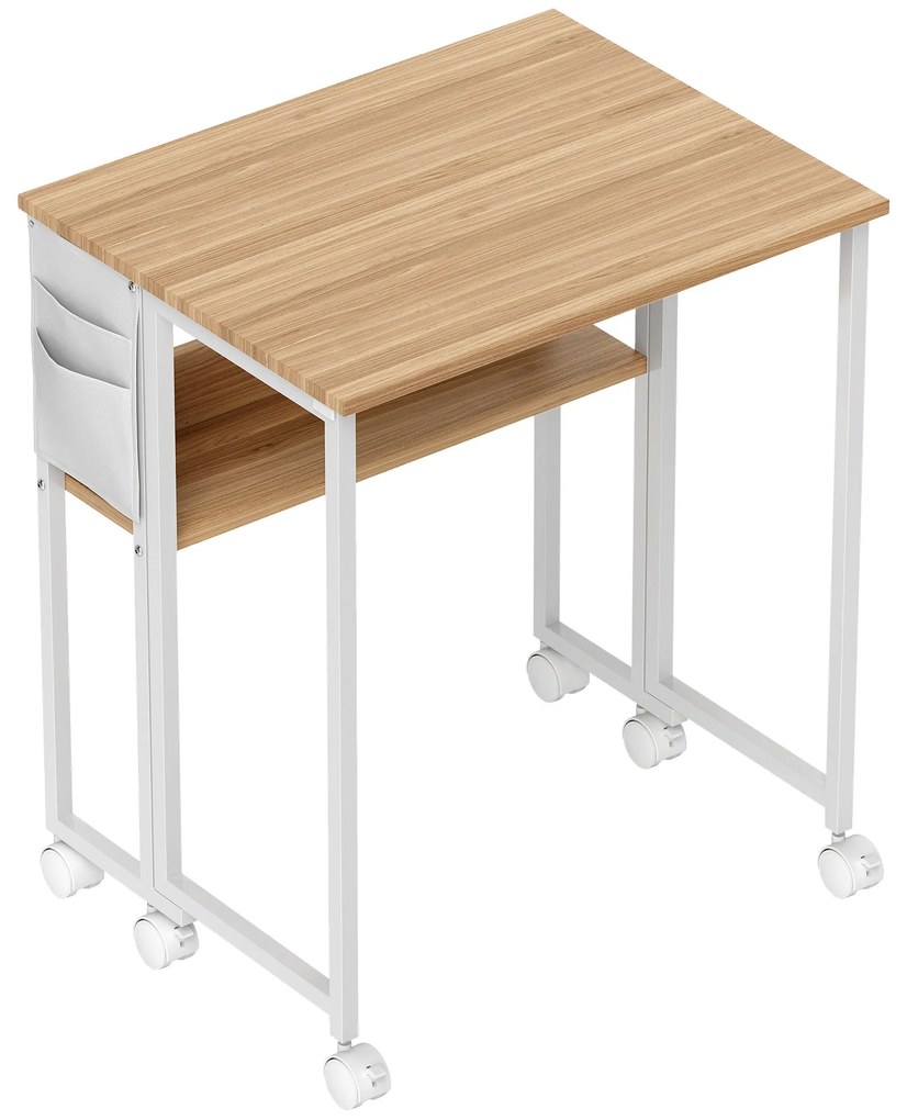 HOMCOM Birou pliabil, transformabil în masă laterală, raft deschis, lemn natural | Aosom Romania