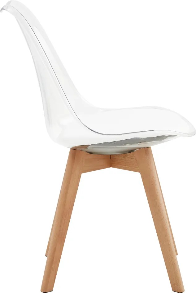 Scaun, transparent, acrilat/piele ecologică/fag, BALI 2 NEW