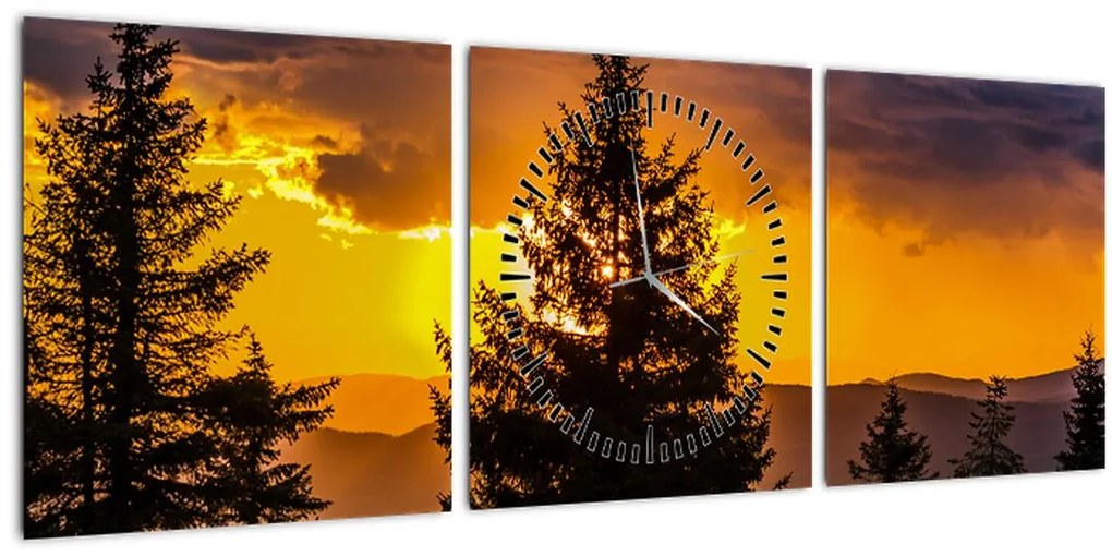 Tablou - coniferi (cu ceas) (90x30 cm)