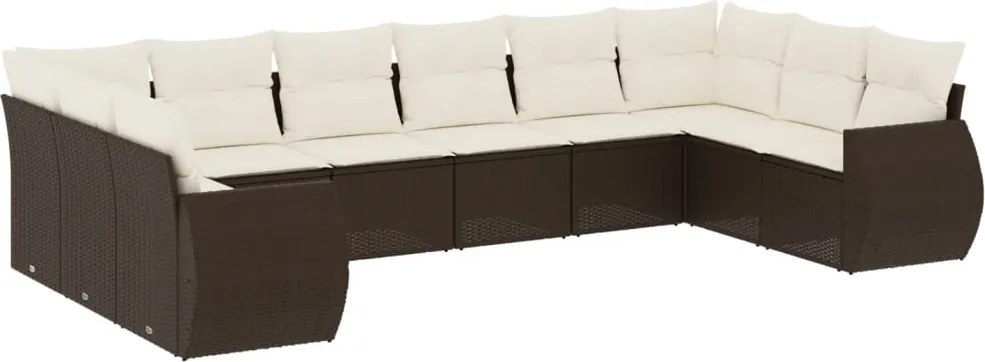 vidaXL Set canapele de grădină cu perne, 10 piese, maro, poliratan