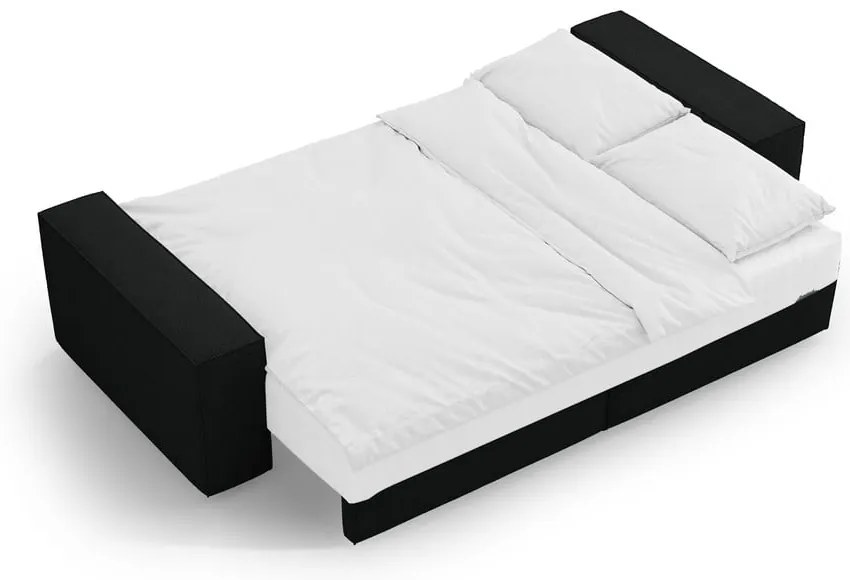 Canapea neagră extensibilă cu tapițerie din țesătură bouclé 247 cm Jodie – Micadoni Home