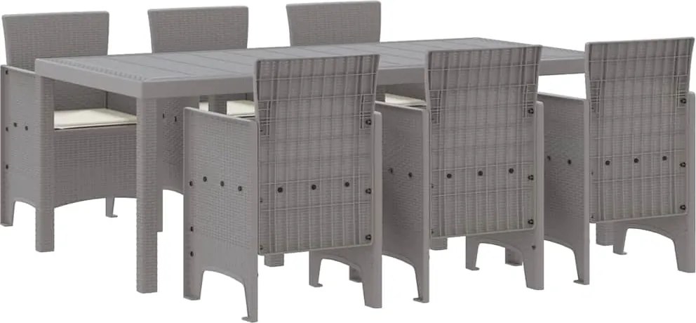 vidaXL Set de masă pentru grădină 7 pcs Gri deschis Polipropilenă