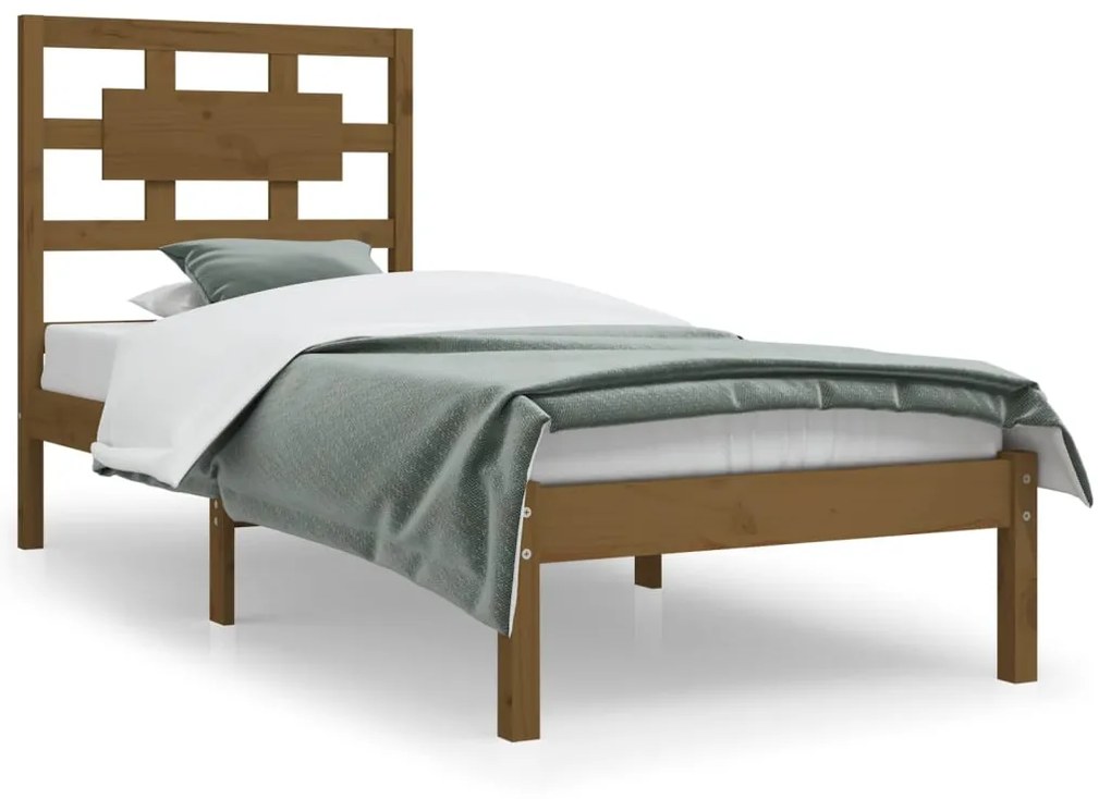3107341 vidaXL Cadru de pat, maro miere, 90x200 cm, lemn masiv de pin