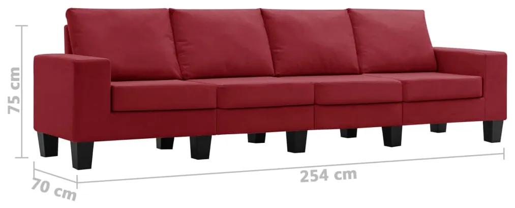 Canapea cu 4 locuri, rosu vin, material textil Bordo, 4 locuri