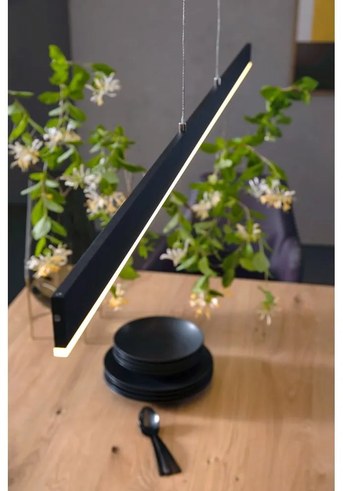 Lustră neagră LED cu intensitate reglabilă Straight – Fischer &amp; Honsel