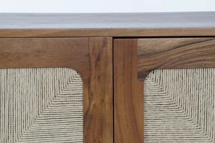 Etajera, maro, din lemn de acacia si rattan, Oasis