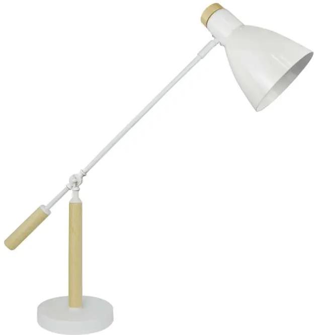 Lampă de birou Robbi, metal/ lemn, alb