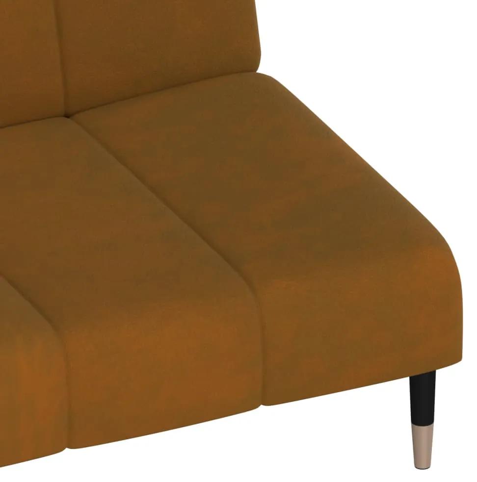 Canapea extensibila cu 2 locuri, maro, catifea Maro, Fara scaunel pentru picioare Fara scaunel pentru picioare