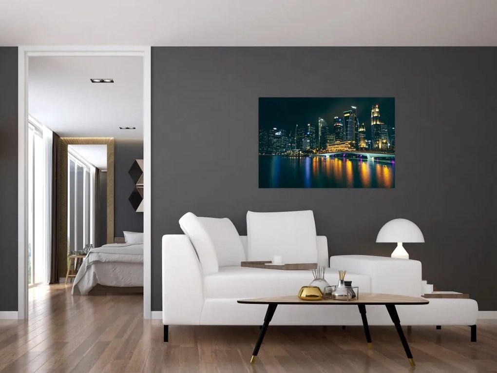 Tablou - Singapore noaptea (90x60 cm)