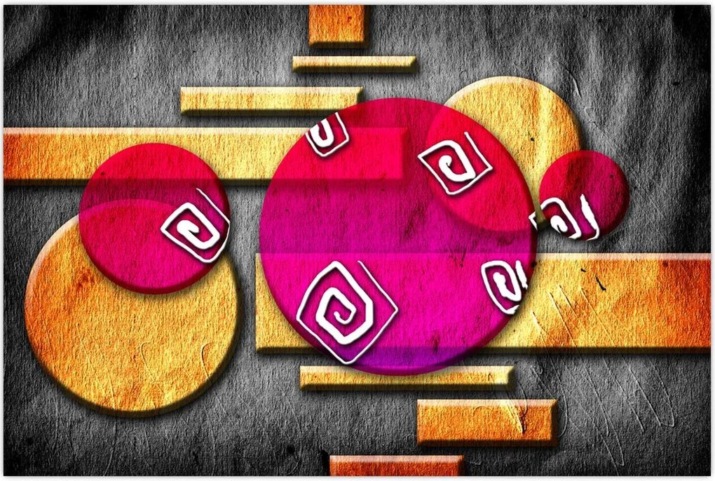 Tablou abstract cu simboluri istorice (90x60 cm)