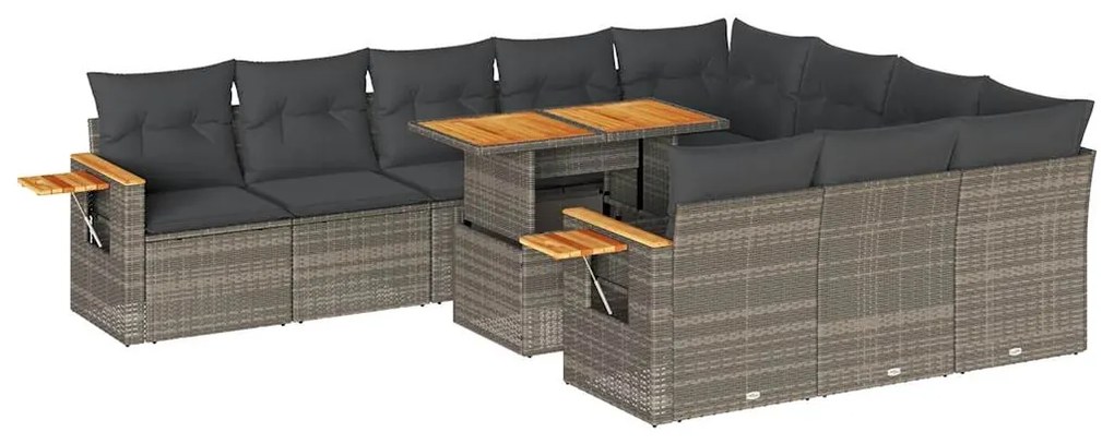 3327651 vidaXL Set mobilier de grădină cu perne, 10 piese, gri, poliratan