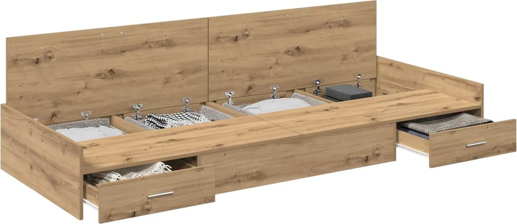 vidaXL Cadru de pat Stejar Artizanal 75 x 190 cm Lemn compozit