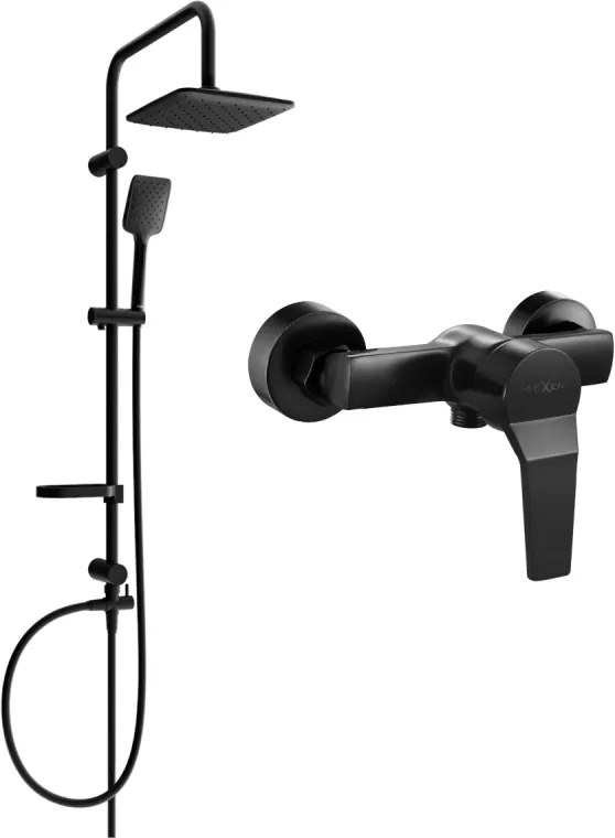 Mexen Caro Set de duș exterior Sven cu cap de duș și baterie de duș, negru - 746640262-70