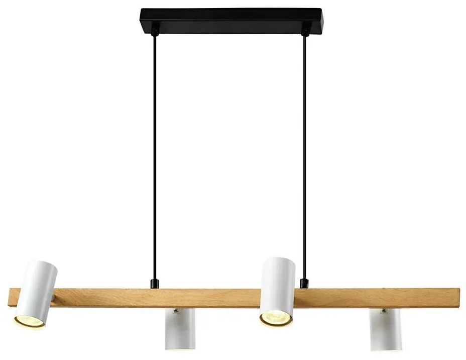 Lustră pe cablu XILO 4xGU10/25W/230V fag/alb