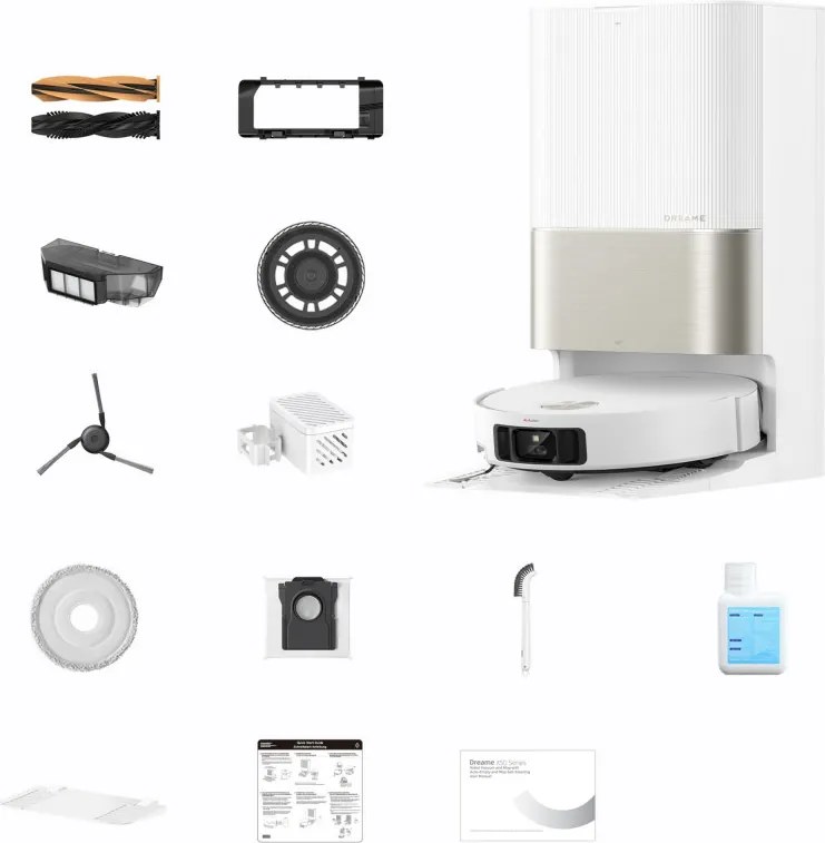 Aspirator robot Dreame X50 Ultra RLX85CE‑6‑WH, 20000 Pa, Recunoastere AI a obstacolelor, Navigare 360°, Control vocal, Sterilizare UV, Alb