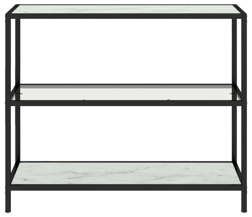 Masa consola transparent alb marmura 100x36x90 cm sticla 1, negru si alb marmorat