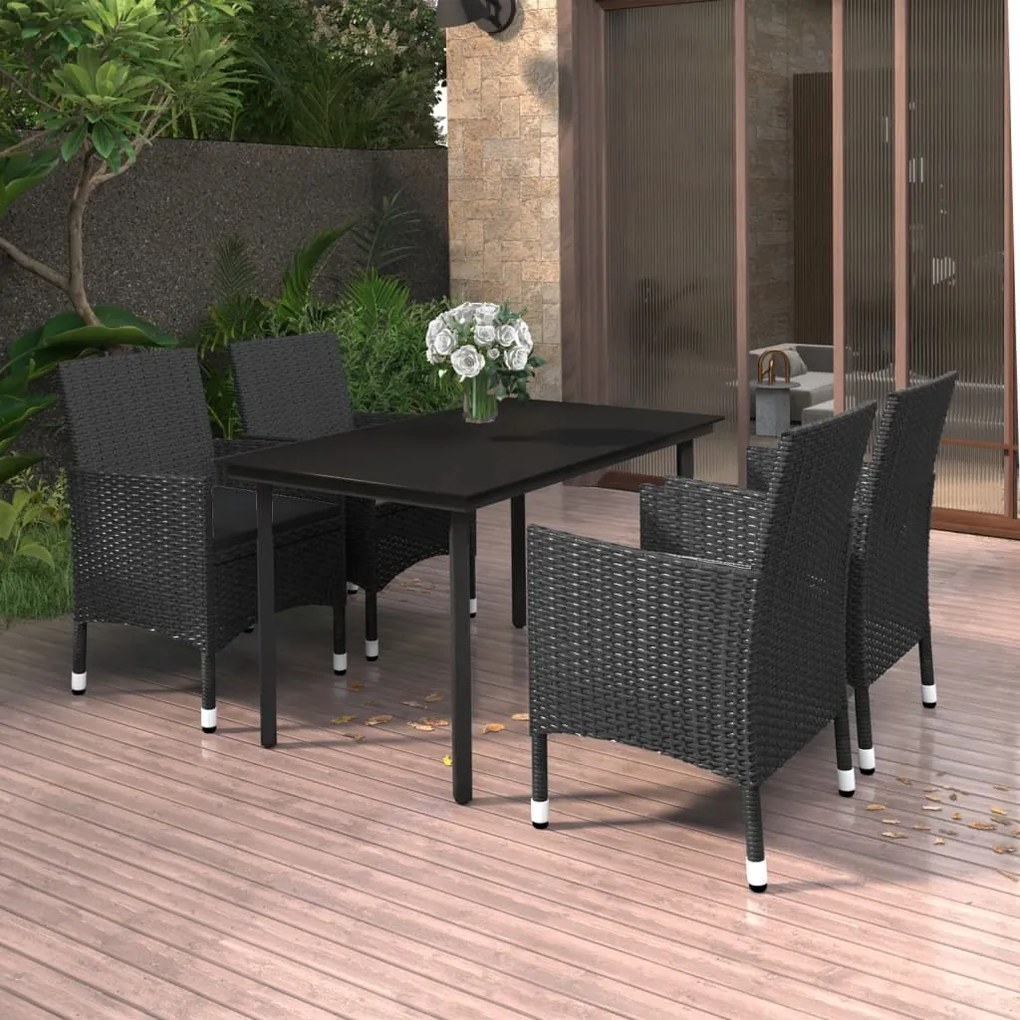 vidaXL Set mobilier de grădină cu perne 5 piese poliratan &amp; sticlă