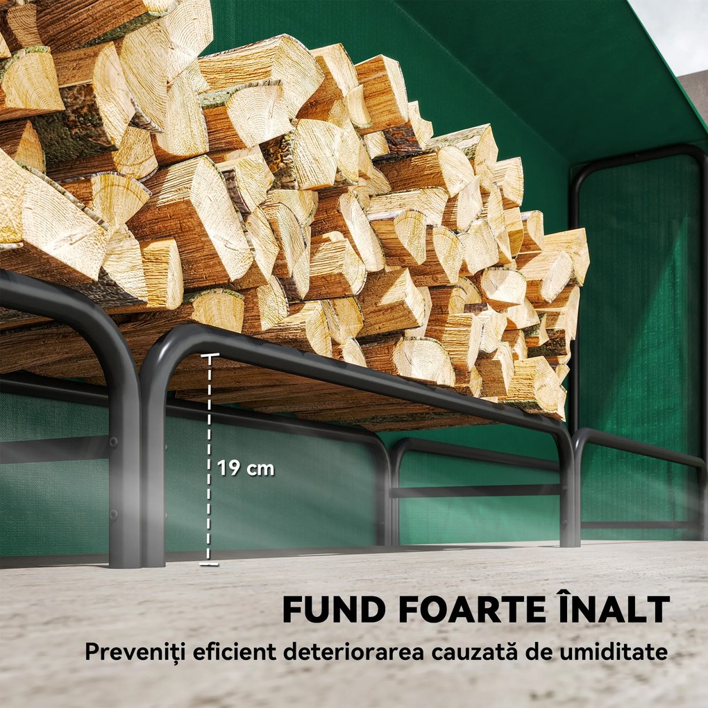 Outsunny Suport Lemne de 1m³ Reglabil cu Acoperire Impermeabilă 300x36x99 cm | Aosom Romania