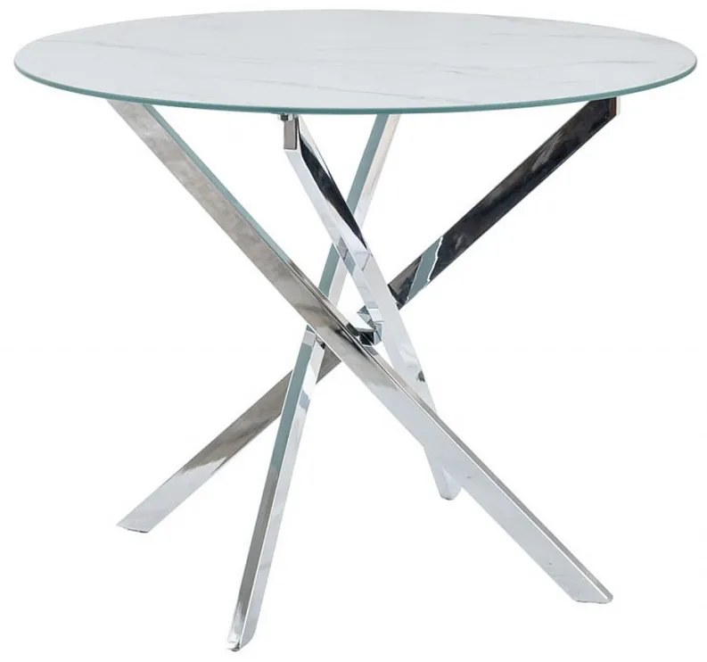 Masa rotunda Agis marmura alba/argintiu ø90/h71 cm