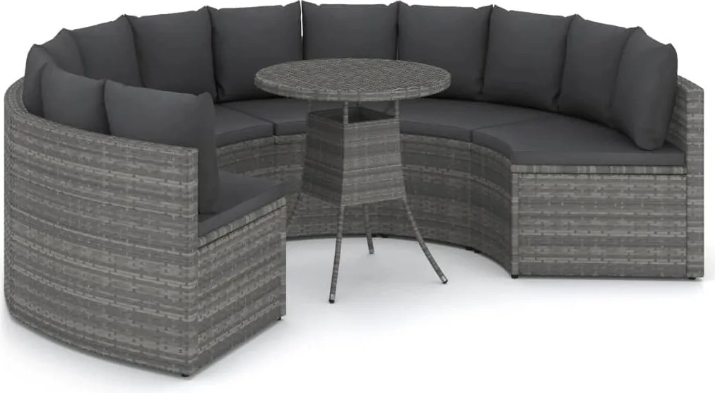 vidaXL Set mobilier de grădină cu perne, 7 piese, gri, poliratan