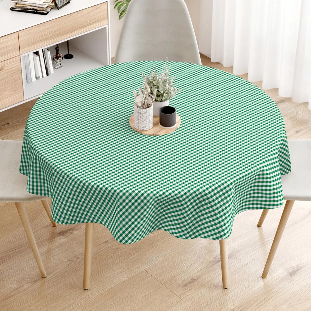 Goldea față de masă 100% bumbac - carouri verzi și albe - rotundă Ø 110 cm
