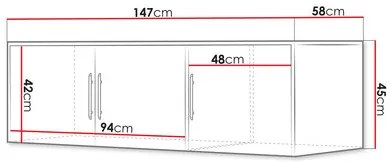 Dulap de haine Lenona D3 (Stejar wellington) (cu oglindă). 1105770